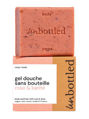 UNBOTTLED Body Wash Bar with Rose & Shea pH balanced soap 110g