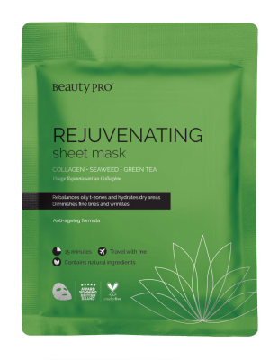 BeautyPro REJUVENATING Collagen Sheet Mask with Green Tea Extract 23g