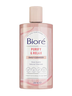 Biore Rose Quartz & Charcoal Daily Purifying Cleanser For Oily Skin 200ml