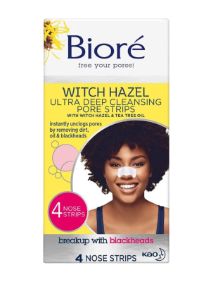 Biore Witch Hazel Ultra Deep Cleansing Pore Strips For Spot Prone Skin x 4