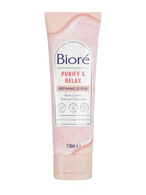 Biore Rose Quartz & Charcoal Gentle Pore Refining Scrub For Oily Skin 110ml