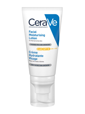 CeraVe AM Facial Moisturising Lotion SPF50 with Ceramides for Normal to Dry Skin 52ml