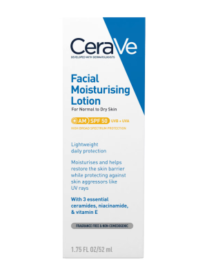 CeraVe AM Facial Moisturising Lotion SPF50 with Ceramides for Normal to Dry Skin 52ml