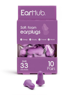 So Divine EarHub Sleepwell Soft Foam Earplugs Purple 10 Pairs