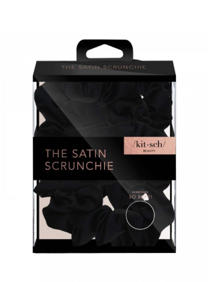 Kitsch Satin Sleep Scrunchies – Black x 5